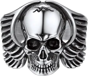 PROSTEEL Gothic Jewelry Cool Skull Rings for Men Women, Can Customize Text, Black/18K Gold Plated 316L Stainless Steel Rings, Size 7-14, Come with Box