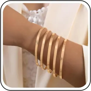 Punk Bangle Bracelet Multi Stackable Wide Banglet Vintage Layered Bangle Bracelets Set Gothic Gold Chunky Bangle Bracelets Indian Stackable Round Bracelets Bangle Jewelry for Women(5PCS)