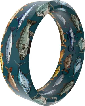 QALO Men & Women's Bioluminiscent, Rush Camo Modern Silicone Ring, Unisex Wedding Band, Breathable, Durable Engagement Silicone Ring, Multi Colors & Sizes