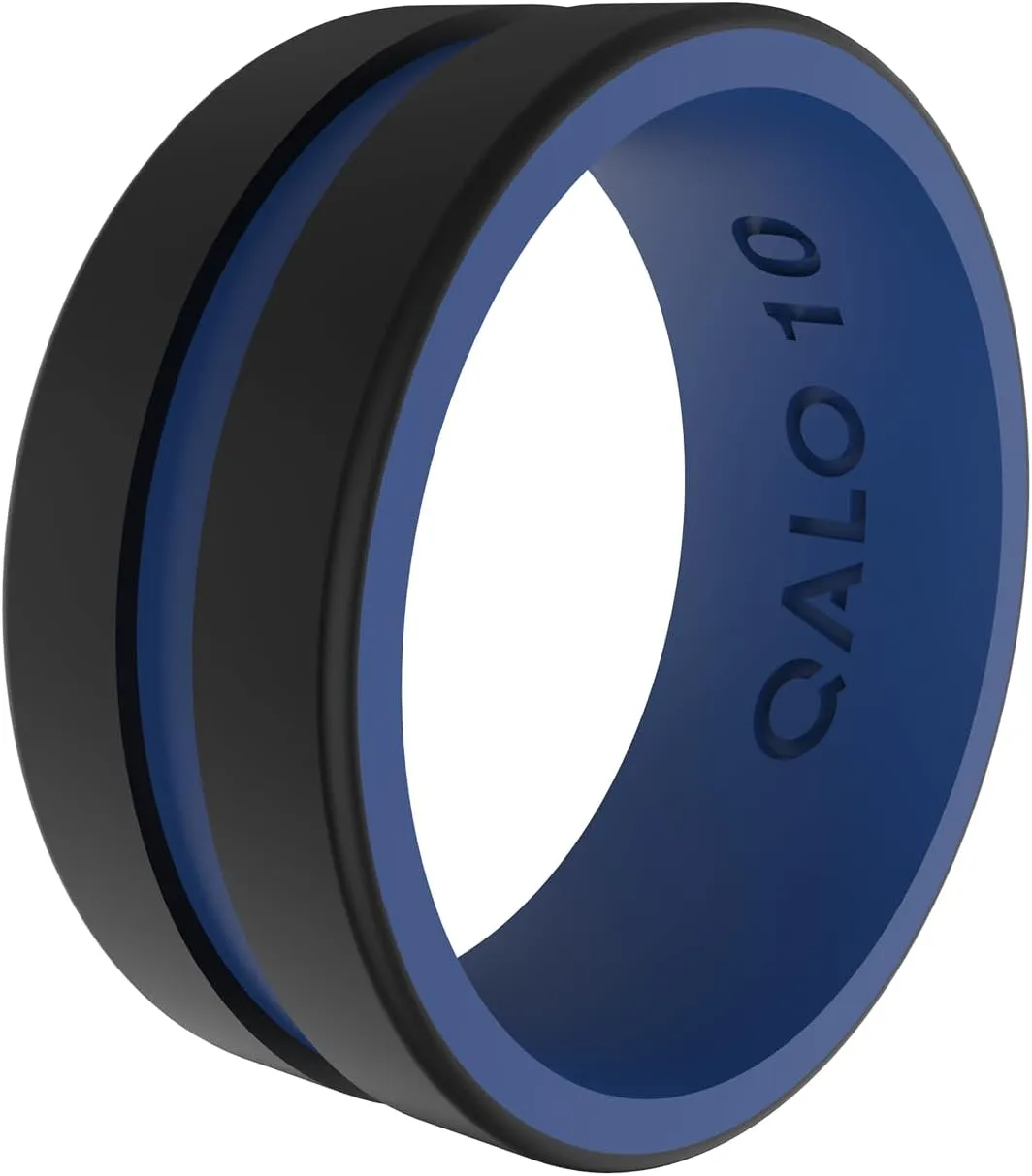 QALO Men's Folds of Honor Classic Silicone Wedding Ring, Breathable, Durable Rubber Wedding Band for Men, Multi Sizes