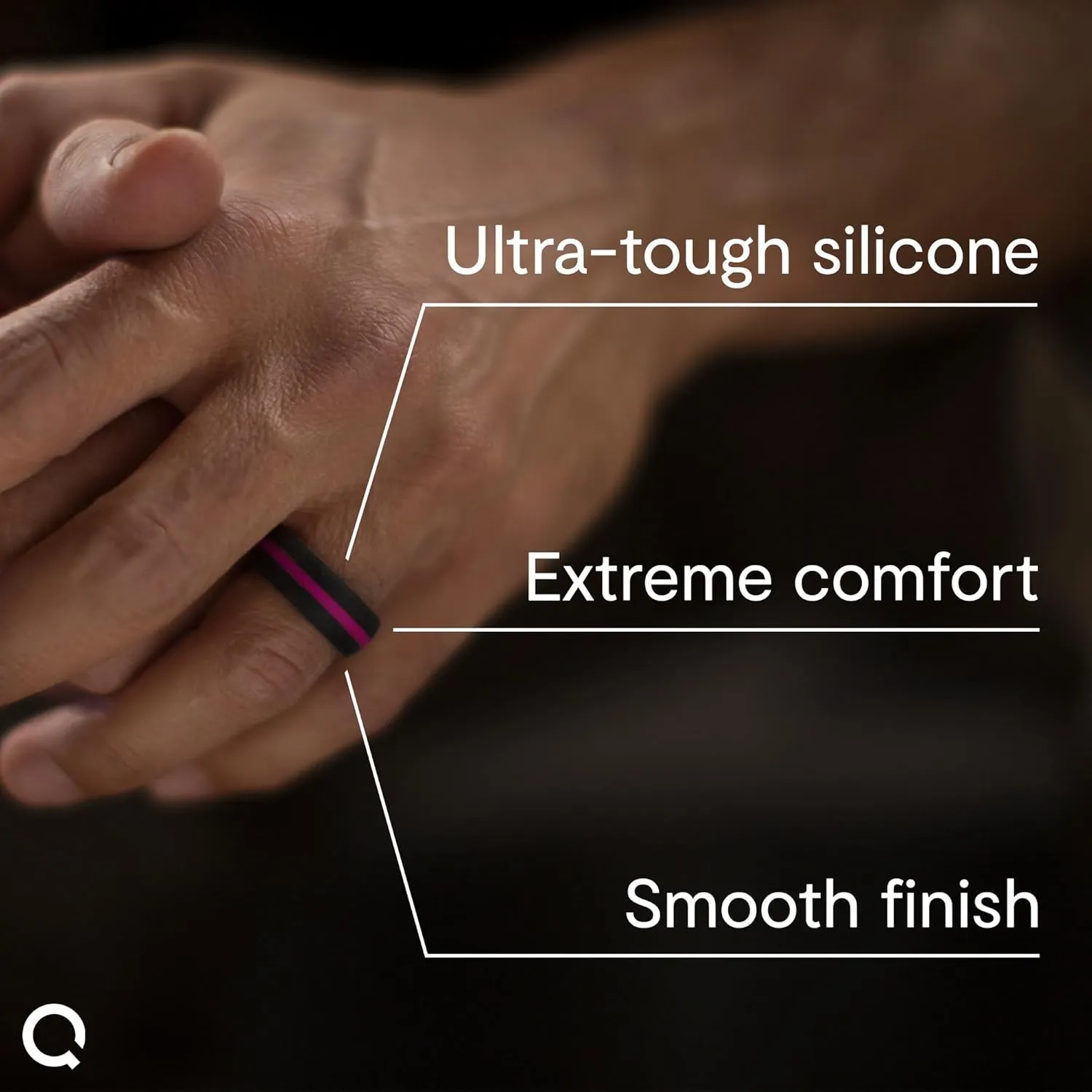QALO Men's Rubber Silicone Ring, Classic Thin Line Rubber Wedding Band, Breathable, Durable Rubber Wedding Ring for Men, 8.5mm Wide 2.5mm Thick, Multi Colors