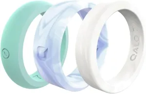 QALO Women's Rubber Silicone Wedding Ring Gift Set, Comfort Fit, Silicone Wedding Ring Set for Women, Breathable, Durable Engagement Silicone Band, Multi Styles, Multi Sizes