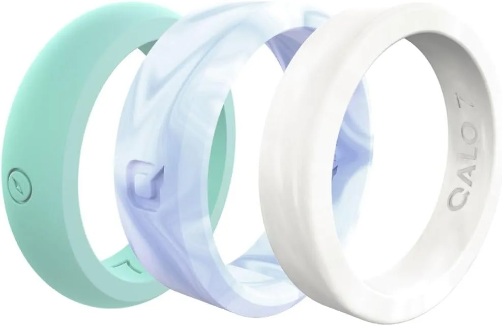 QALO Women's Rubber Silicone Wedding Ring Gift Set, Comfort Fit, Silicone Wedding Ring Set for Women, Breathable, Durable Engagement Silicone Band, Multi Styles, Multi Sizes