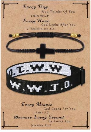 Raicegs WWJD Bracelet Cross String Bracelets for Women Men Christian Gift Jesus Bracelets Faith Religious Easter Christian Jewelry for Women