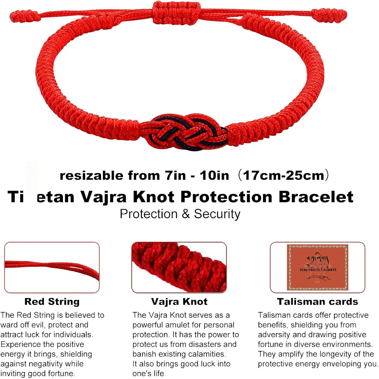 Red Women's Tibetan Handmade Lucky Adjustable Woven Rope Bracelet for Protection and Good Luck - Suitable for Men and Women - Gift