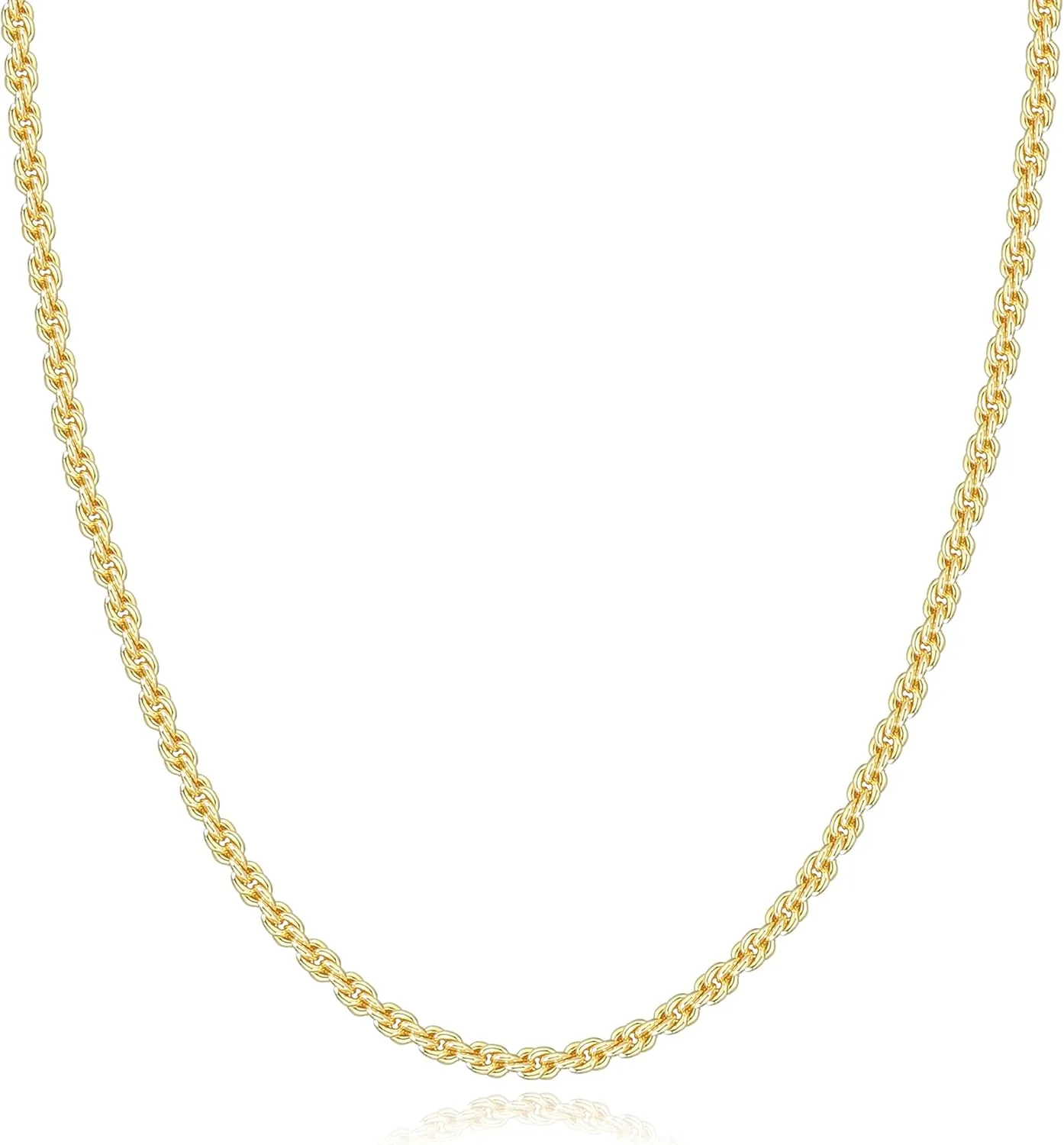 Reoxvo Chains for Men 14K Gold/sterling Silver Plated Twisted Rope Chain Necklaces Accessories Jewelry for Mens Women Available in 18 24 Inch