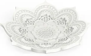 Rinfit Mandala Silicone Ring Dish Elegant Jewelry Organization - Jewelry Dish Tray for Rings, Earrings or Necklaces - White
