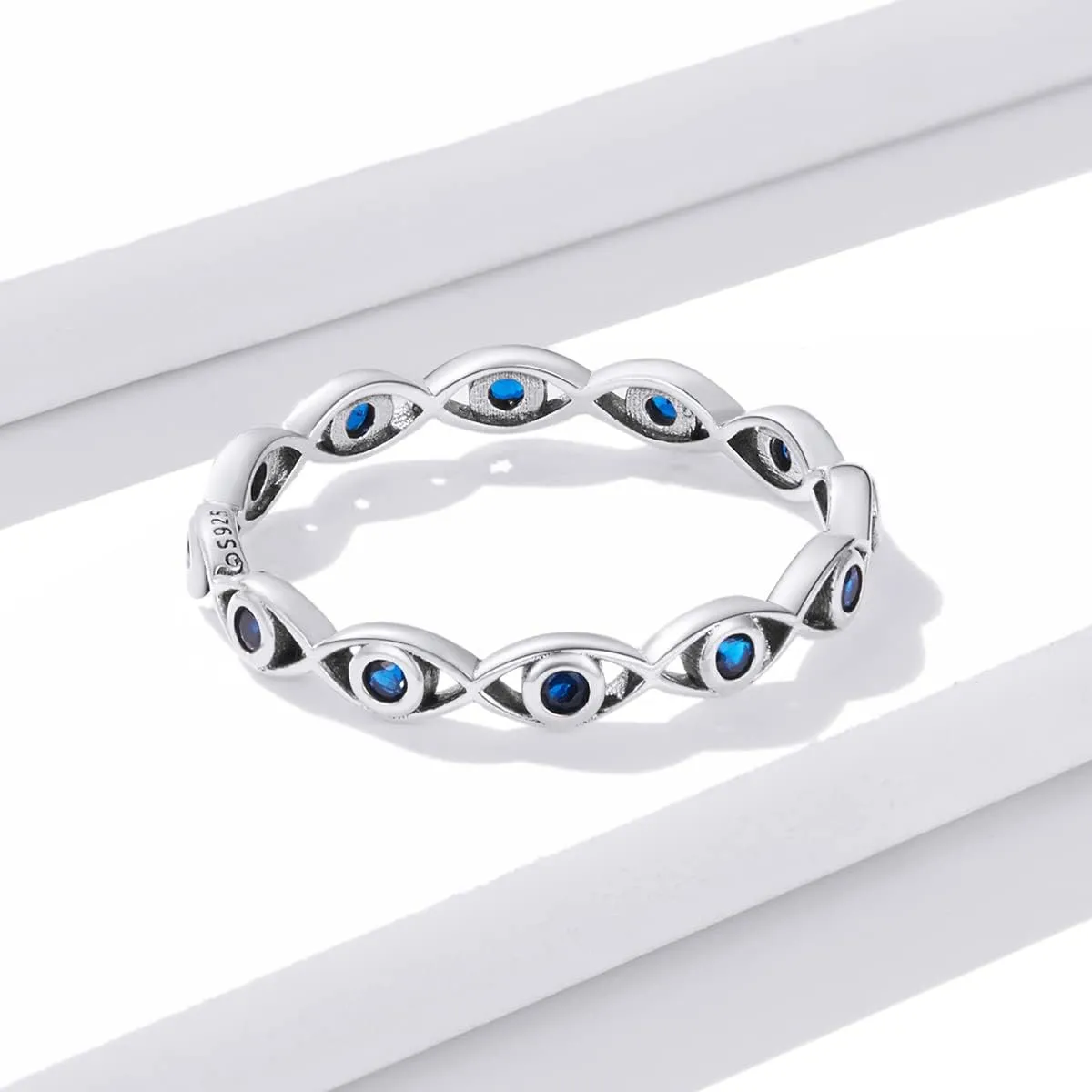 Rings Evil Eyes Rings for Women Men 925 Sterling Silver Personalized Rings Paved with Cubic zirconia Stackable Multiple Color Sizes Band Ring