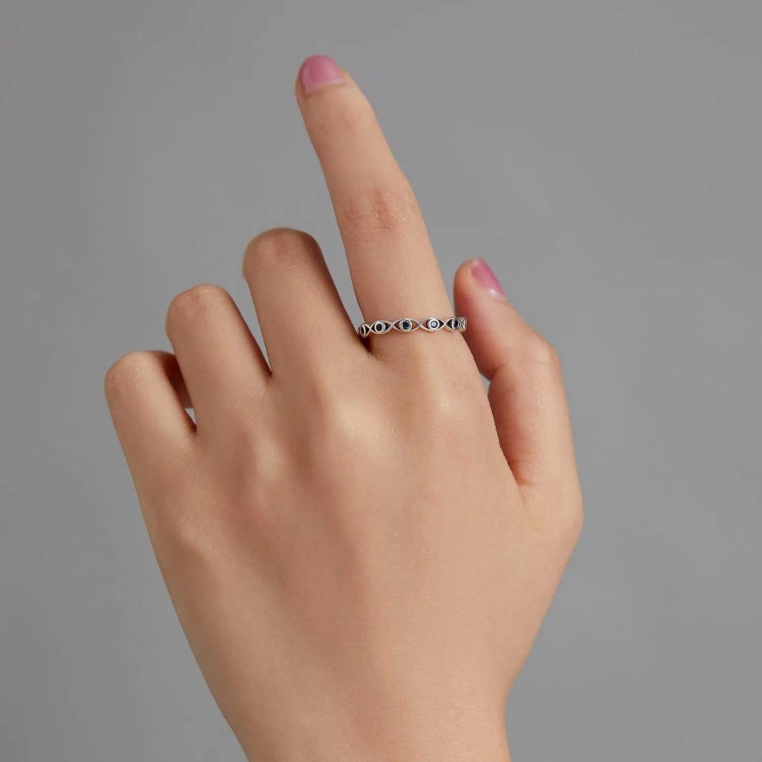 Rings Evil Eyes Rings for Women Men 925 Sterling Silver Personalized Rings Paved with Cubic zirconia Stackable Multiple Color Sizes Band Ring