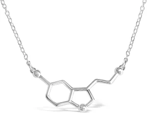Rosa Vila Happiness Serotonin Molecule Necklace For Women, Happy Serotonin Necklace, Science Jewelry For Women, Ideal Necklaces For Teacher, Professor, Chemistry Grad, And Science Lovers