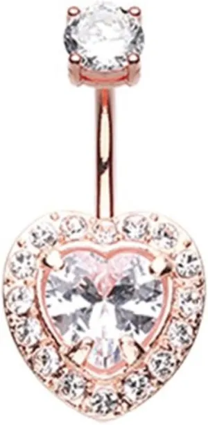 Rose Gold Brilliant Heart 316L Surgical Steel WildKlass Belly Button Ring
