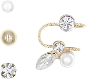 Rosemarie & Jubalee Women's Trendy Fun Ear Cuff Hypoallergenic Stud Earring Multi-pack Set