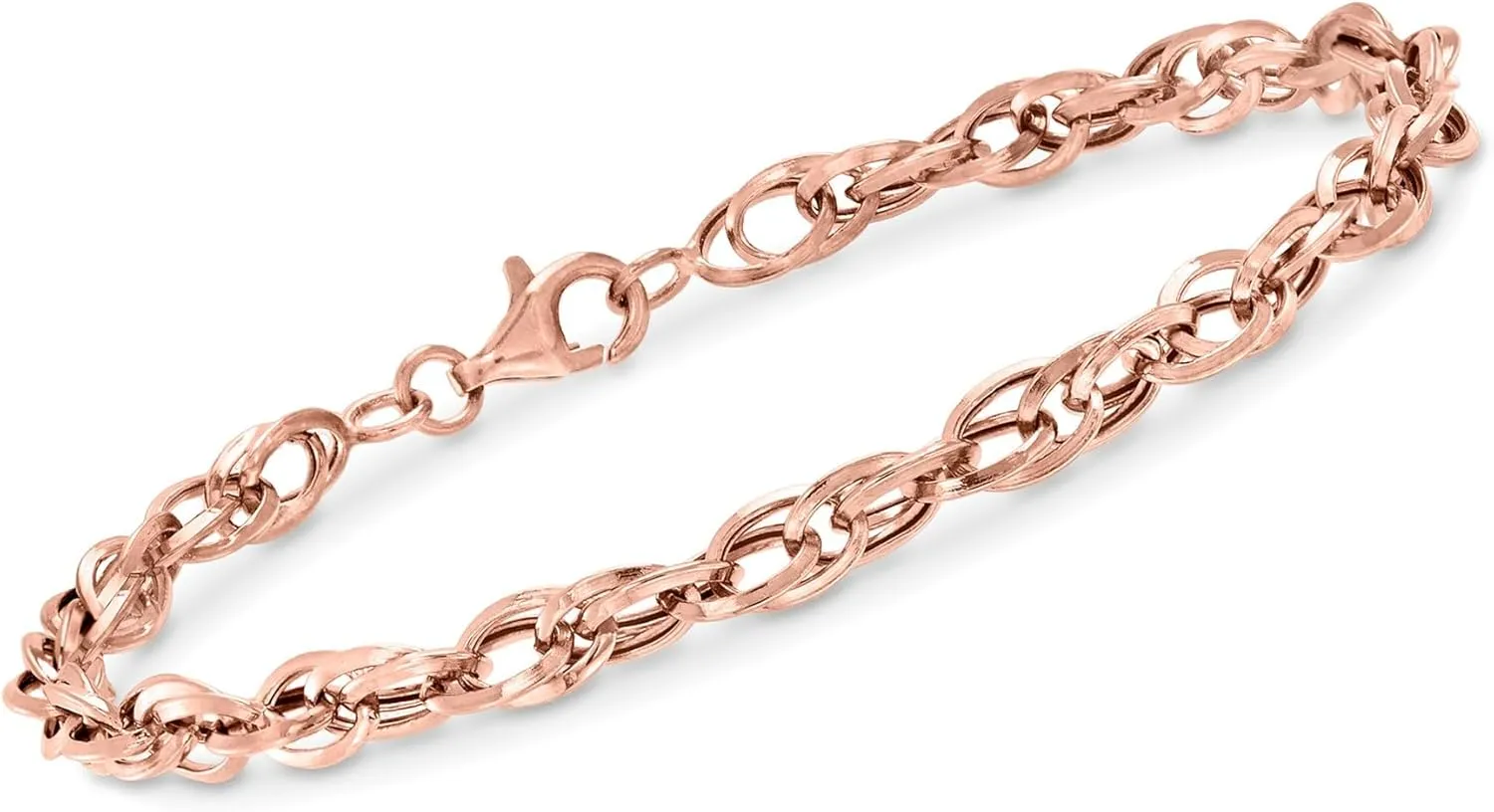 Ross-Simons 14kt Rose Gold Double-Oval Link Bracelet