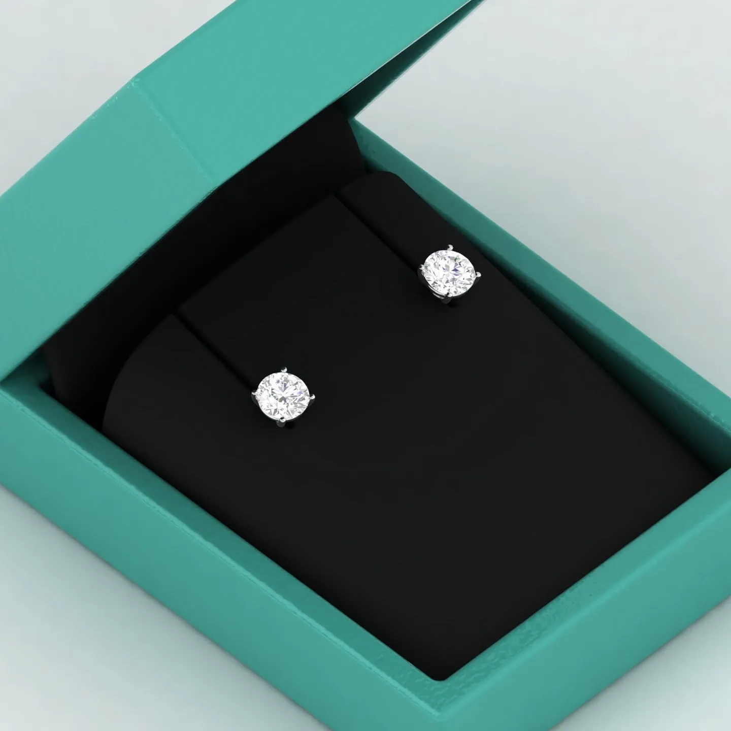 Round Brilliant Moissanite Stud Earrings, 0.5CT-3CT D color VVS1 Clarity Moissanite 14K Gold Plated 925 Sterling Silver Hypoallergenic Push Back Earrings