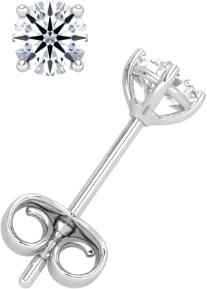 Round Brilliant Moissanite Stud Earrings, 0.5CT-3CT D color VVS1 Clarity Moissanite 14K Gold Plated 925 Sterling Silver Hypoallergenic Push Back Earrings