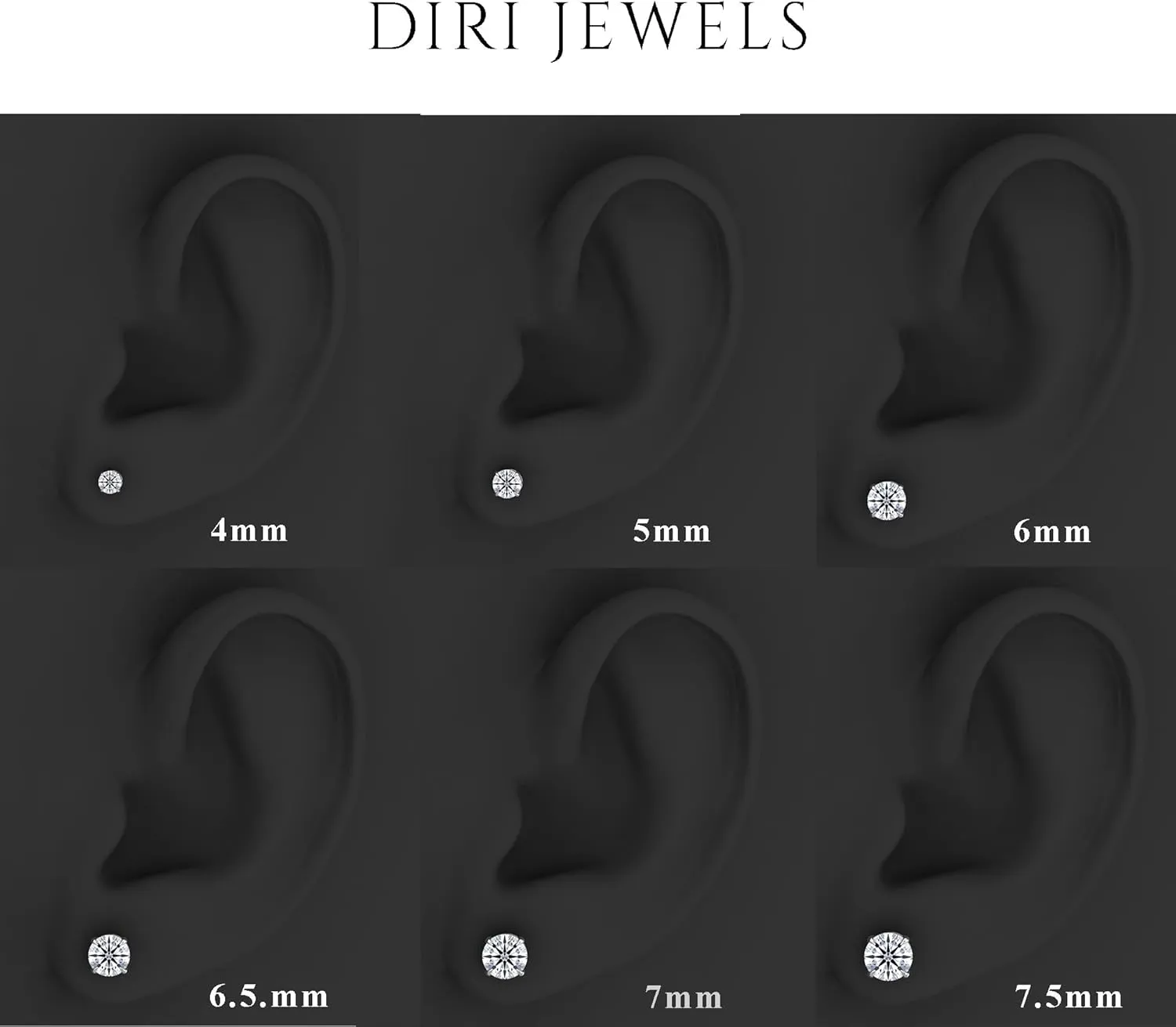 Round Brilliant Moissanite Stud Earrings, 0.5CT-3CT D color VVS1 Clarity Moissanite 14K Gold Plated 925 Sterling Silver Hypoallergenic Push Back Earrings