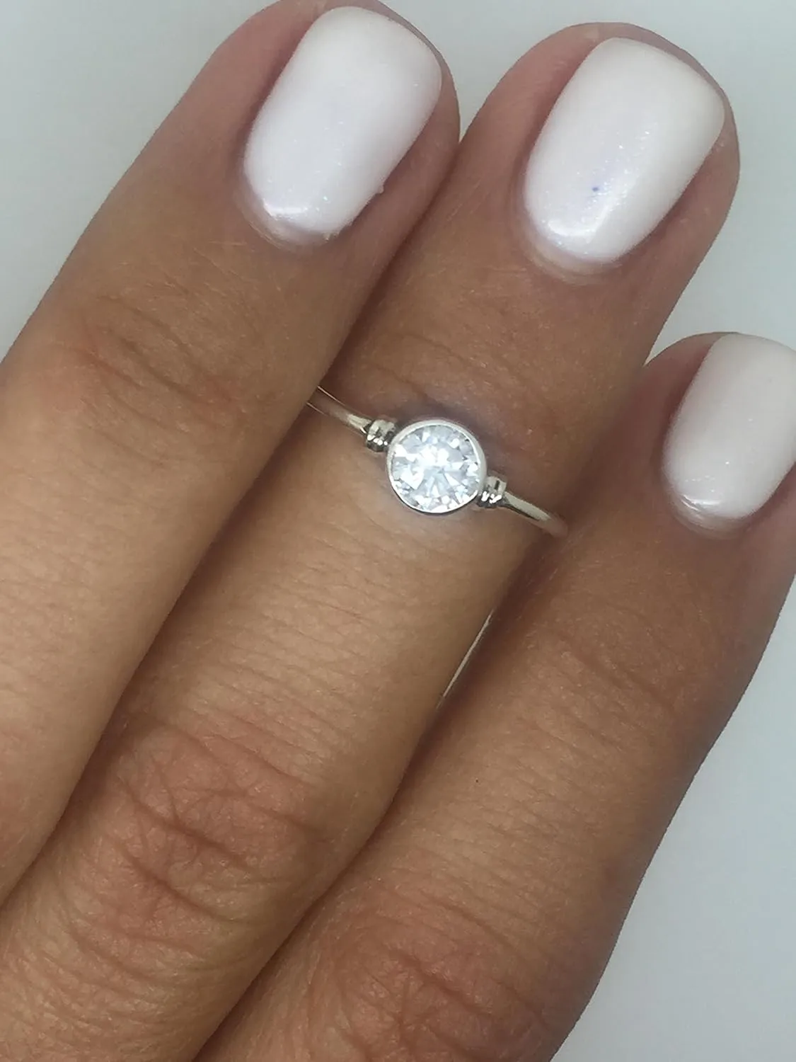 Round Crystal Quartz - 925 Sterling Silver Ring - Delicate BOHO Chic Jewelry - Fashionable and Stylish for Women with Velvet Gift Bag/Box - Made by Indian Artisans - Size 5-9