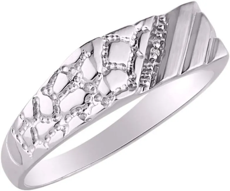 Rylos Men's Rings Sterling Silver Classic 1/2 Nugget Design Ring with Diamonds Great Mens Jewelry Size 6-13