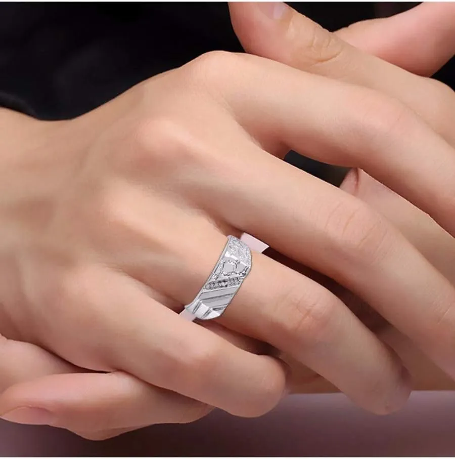 Rylos Men's Rings Sterling Silver Classic 1/2 Nugget Design Ring with Diamonds Great Mens Jewelry Size 6-13