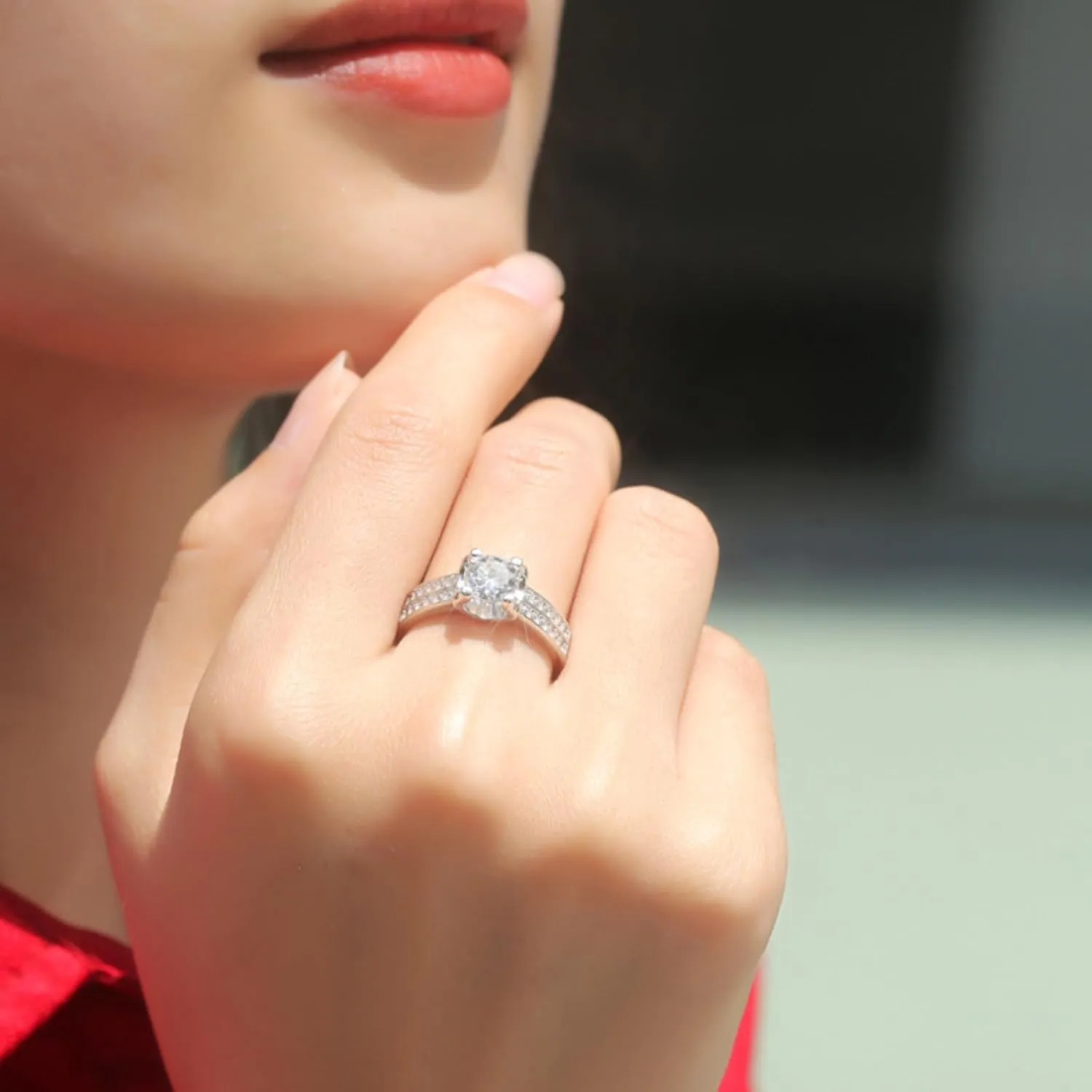 S925 Sterling Silver Adjustable Anniversary Rings for Women,1 Carat Diamond Ring D-color VVS1,Stylish Engagement Gifts for Your Loved One