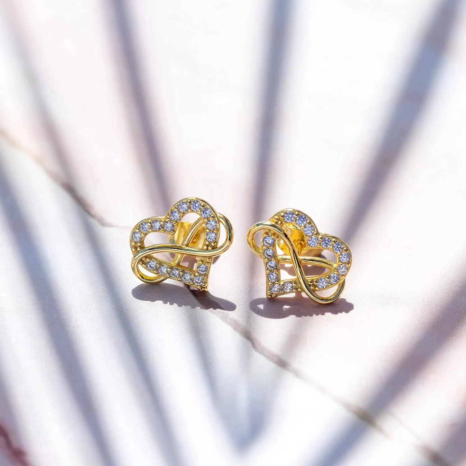Sash & Soph Infinity Heart Cubic Zirconia Earrings Studs, Brilliant Heart Earrings for Women, 925 sterling Silver Stud Earrings for Women, Wonderful Jewelry Gifts for Women, Mom, Wife, Girlfriend