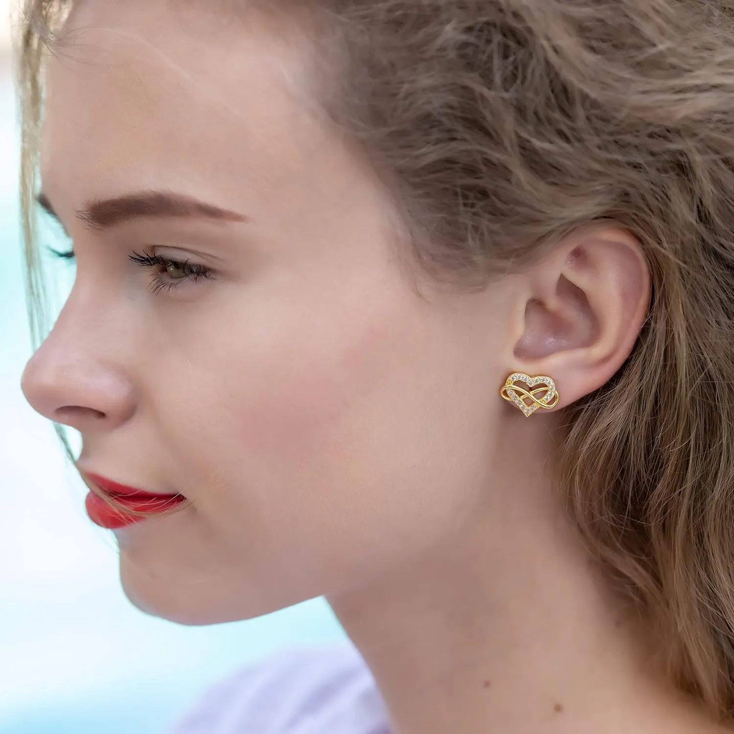 Sash & Soph Infinity Heart Cubic Zirconia Earrings Studs, Brilliant Heart Earrings for Women, 925 sterling Silver Stud Earrings for Women, Wonderful Jewelry Gifts for Women, Mom, Wife, Girlfriend