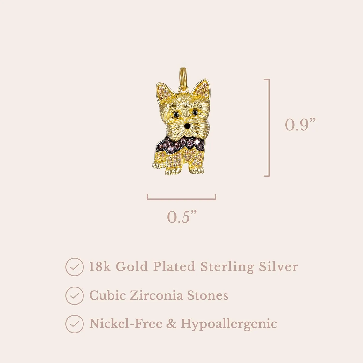 SCAMPER & CO Dog Breed Cubic Zirconia Puppy Charm Pendant Necklaces for Women - Genuine Gemstone with Elegant Backplate, Premium Plated Sterling Silver Necklace for Women Easy Closure 18 to 20 inch