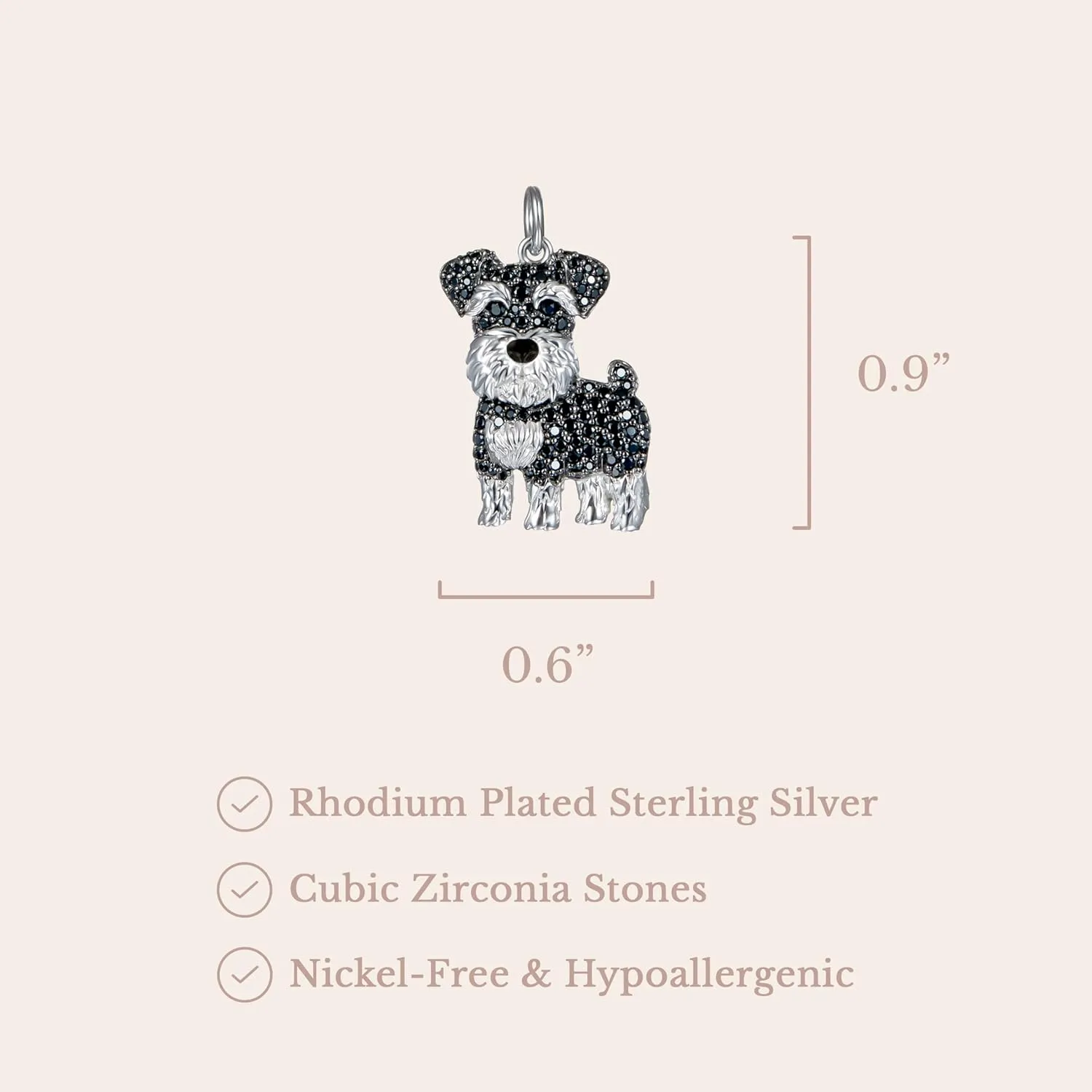 SCAMPER & CO Dog Breed Cubic Zirconia Puppy Charm Pendant Necklaces for Women - Genuine Gemstone with Elegant Backplate, Premium Plated Sterling Silver Necklace for Women Easy Closure 18 to 20 inch