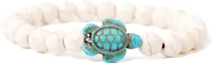 Sea Turtle Turquoise Beads Bracelets Handmade Natural Stone Beaded Ocean Animal Friendship Elastic Stretch Bracelets for Women Men Summer Beach Turtle Lovers Birthday Party Fashion Jewelry Gifts