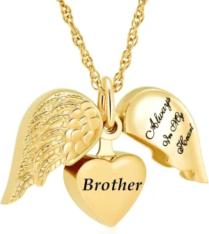 shajwo Cremation Jewelry Angel Wing Heart Urn Necklaces for Ashes Memorial Keepsake Pendant for Women Men