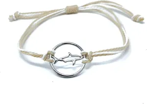 Shark Silhouette Bracelet - Fashionable Unisex Charm Adjustable Band Summer String Shark Silhouette - Friendship Boho Style Colorful Braided Bracelet for Men, Women Girls Jewelry
