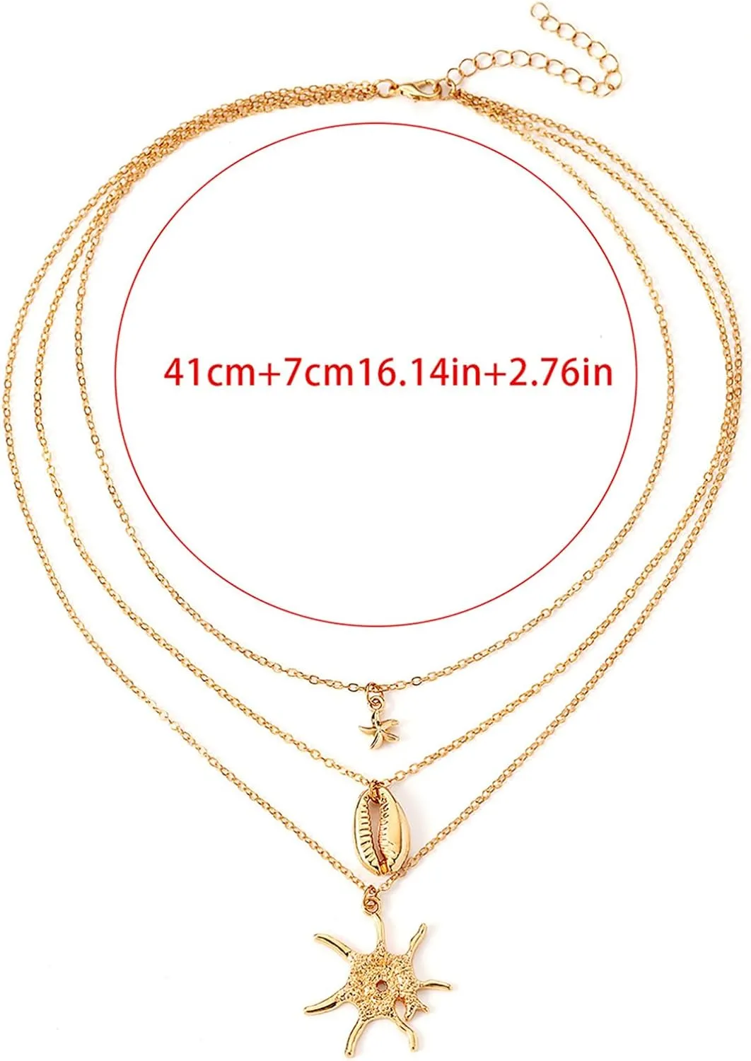 Shell Necklaces for Women Layered Gold Stack Necklace Starfish Seashell Charm Necklace Beach Jewelry for Women Summer Accessories