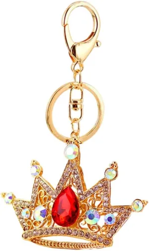 Shiny Rhinestones Crown Keychain Bling Keyring Purse Pendant Handbag Charm Car Key Rings for Women Girls Purse Bag
