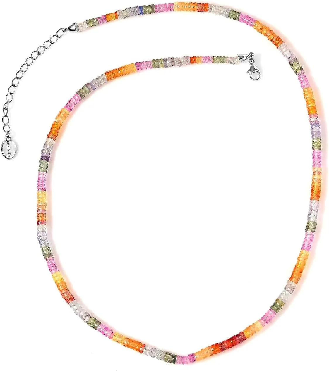 SHOP LC DELIVERING JOY RHAPSODY AAAA Multi Sapphire Round 950 Platinum Beaded Necklace for Women Jewelry Size 18" Ct 49.2 Birthday Gifts for Women