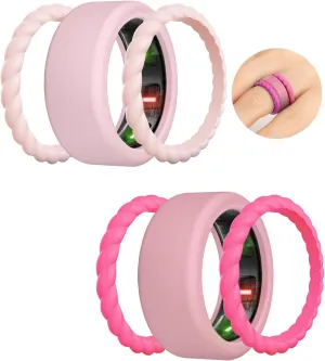 Silicone Cover for Oura Ring Gen 4/3 with Braided Silicone Stacking Rings  Flexible & Stylish Ring Protector Accessories  6-Piece Set