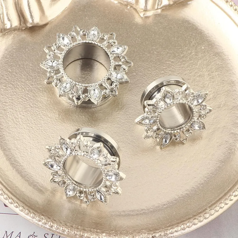 Silver 6mm (2G) Double Flared Tunnel Plug Earrings, Ear Expander Fashionable Unisex Piercing Ear Expander EarringsSold As a Pair