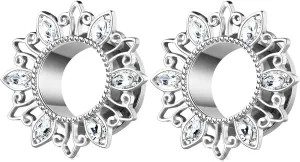 Silver 6mm (2G) Double Flared Tunnel Plug Earrings, Ear Expander Fashionable Unisex Piercing Ear Expander EarringsSold As a Pair