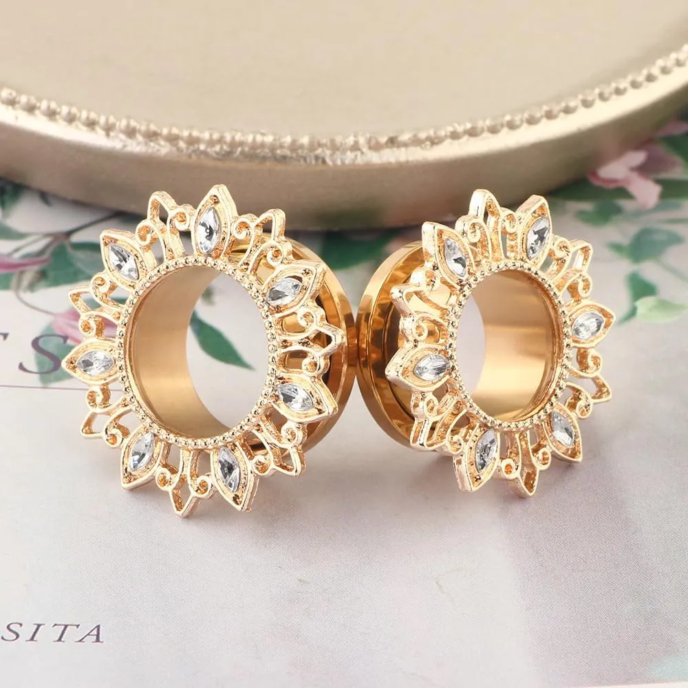 Silver 6mm (2G) Double Flared Tunnel Plug Earrings, Ear Expander Fashionable Unisex Piercing Ear Expander EarringsSold As a Pair