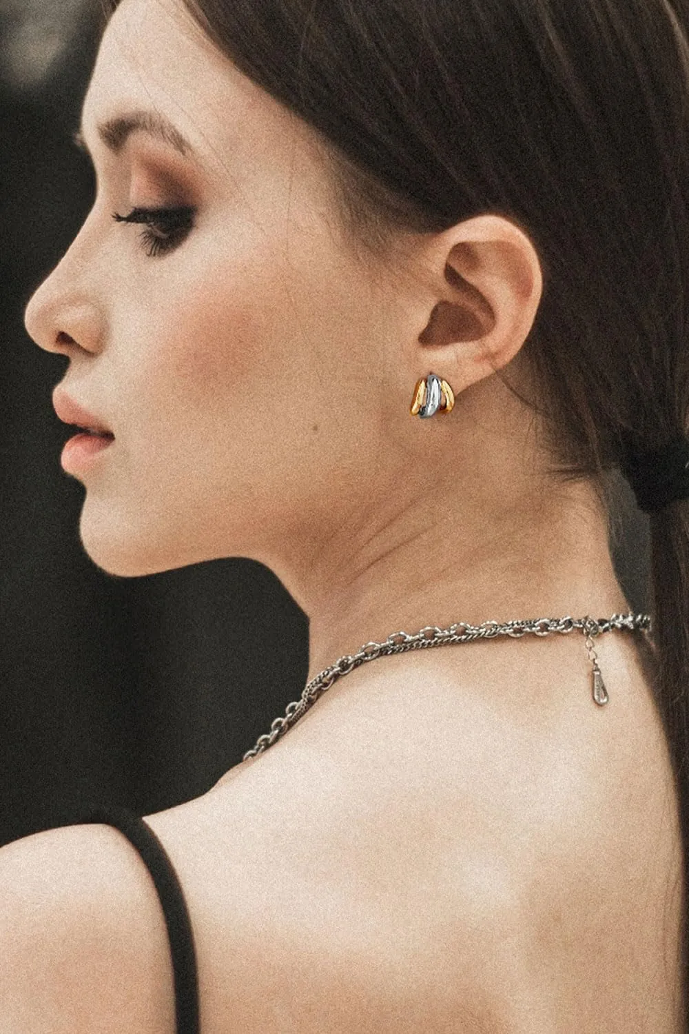 Silver and Gold Triple Hoops Earrings for Women Trendy Two Tone Hoop 18K Chunky Gold Earrings