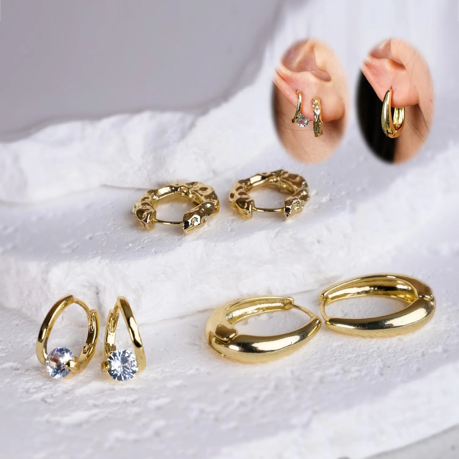 Silver Hoop Earrings Set for Women Trendy, Silver Plated Lightweight Small Gold Hoop Earrings for Women, Silver earrings for women trendy,hypoallergenic earrings for women