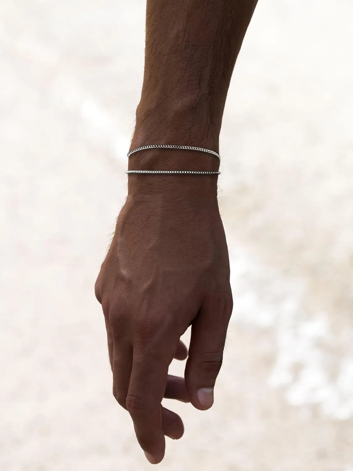 Silver Mens Bracelet, 925 Sterling Silver Bracelets for Men Cuban Box Chain Bracelet Double Bracelet for Women Men 6.5/7/7.5/8/8.5/9 Inches Bracelet Chain Set Men Jewelry Gifts for Dad Boyfriend Husband