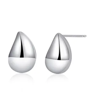 Silver Teardrop Earrings Studs Chunky 925 Sterling Silver Statement Earrings Hypoallergenic Drop Earrings for Women Trendy
