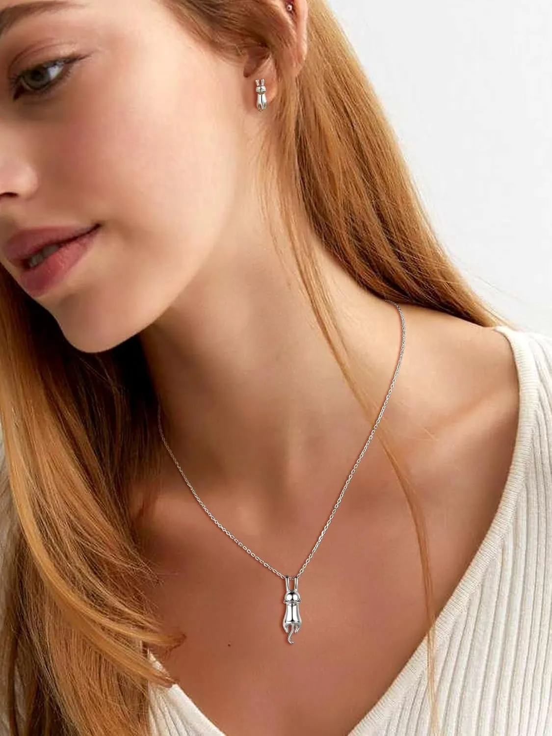 SILVERCUTE Cat Necklaces for Cat Lovers Sterling Silver Womens Jewelry S925 Kitten Pendant Cat Collarbone Necklace