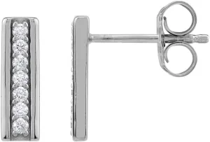 Silvershake White Gold Plated or Yellow Gold Plated 925 Sterling Silver Minimalist Trendy Bar Stud Post Gemstone Earrings Jewelry for Women