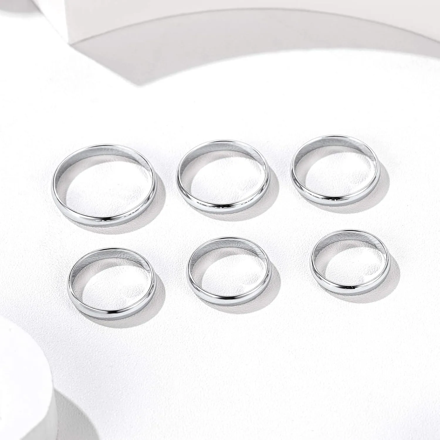 Silvora 925 Sterling Silver Band Rings for Women Men, High Polish Plain Dome Tarnish Resistant Wedding Rings Size 4-12