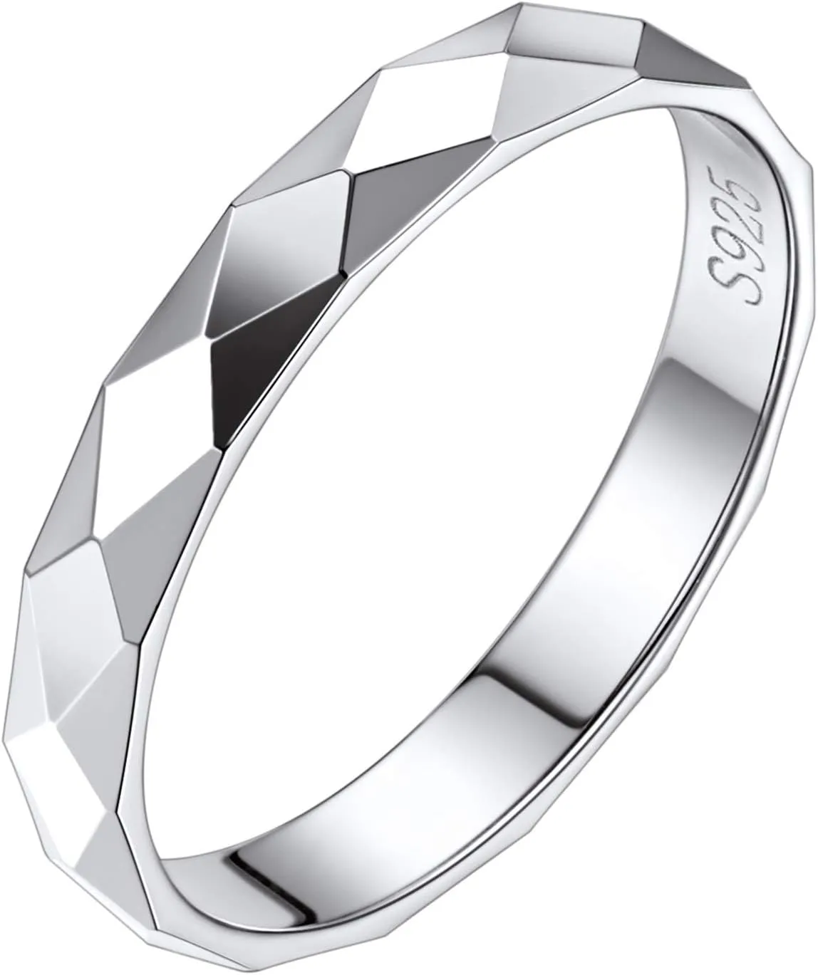 Silvora 925 Sterling Silver Band Rings for Women Men, High Polish Plain Dome Tarnish Resistant Wedding Rings Size 4-12