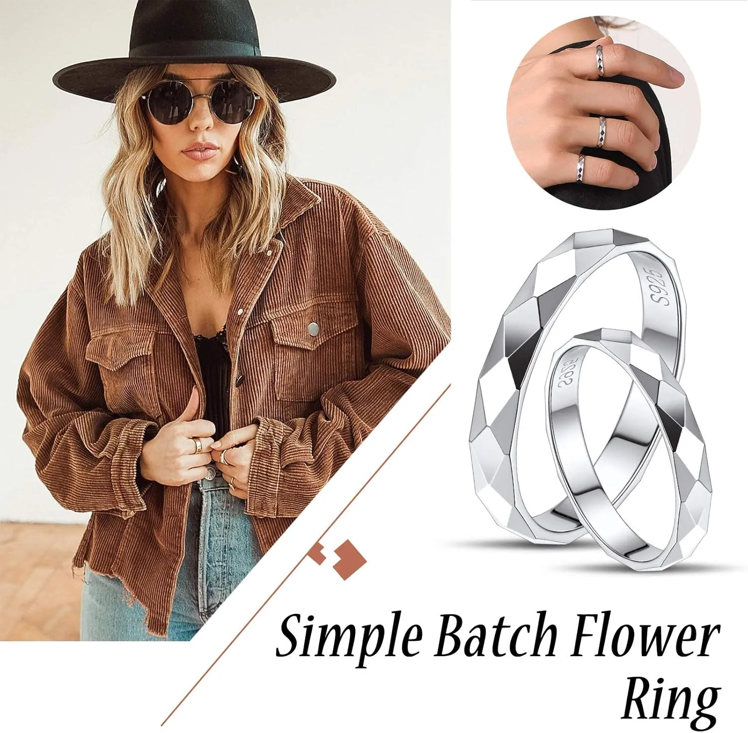 Silvora 925 Sterling Silver Band Rings for Women Men, High Polish Plain Dome Tarnish Resistant Wedding Rings Size 4-12