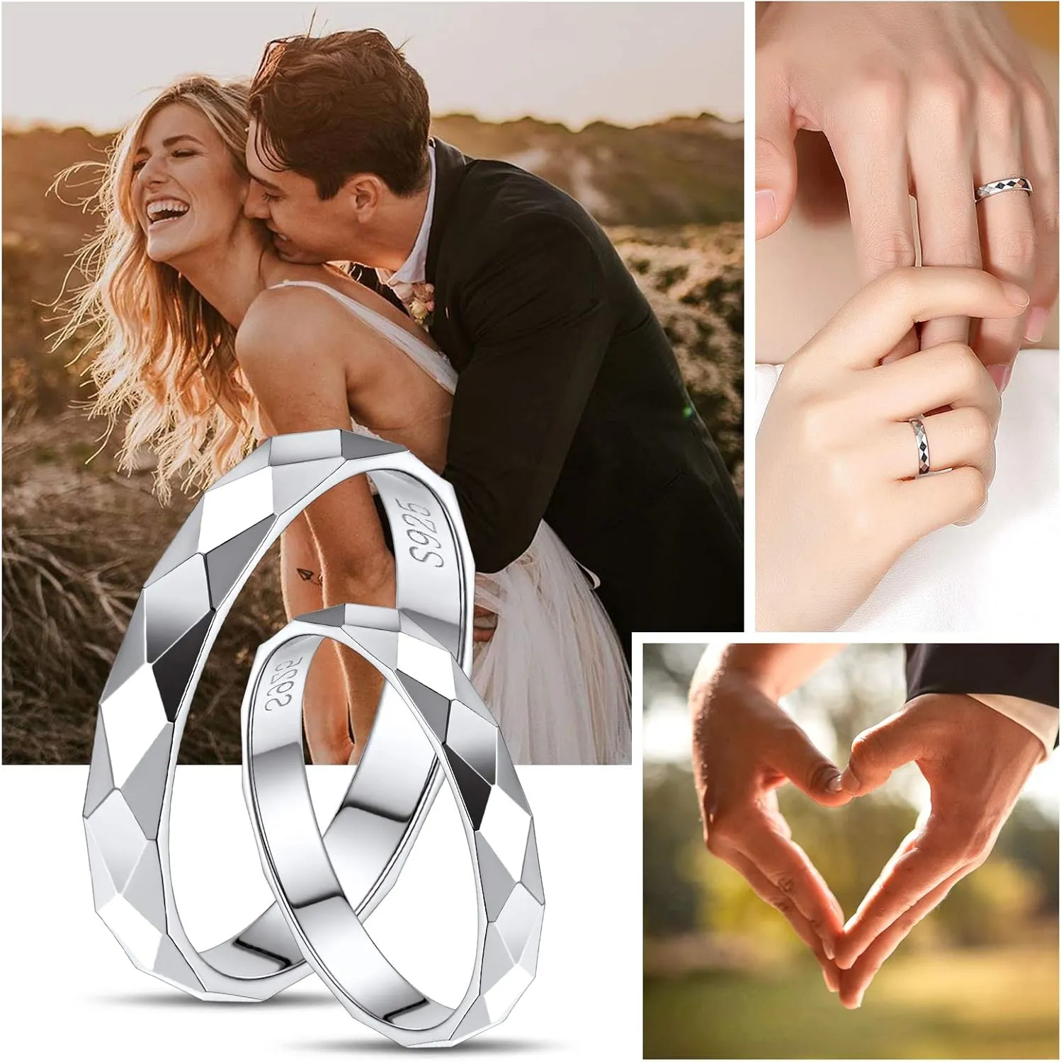 Silvora 925 Sterling Silver Band Rings for Women Men, High Polish Plain Dome Tarnish Resistant Wedding Rings Size 4-12