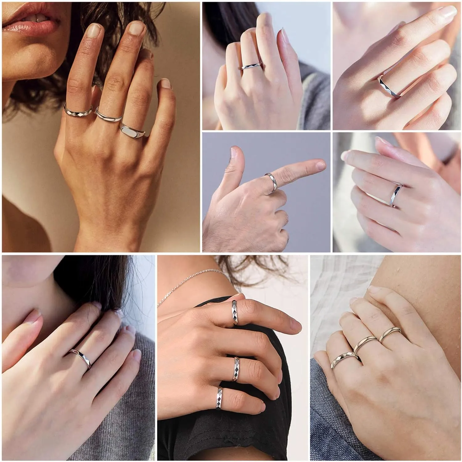 Silvora 925 Sterling Silver Band Rings for Women Men, High Polish Plain Dome Tarnish Resistant Wedding Rings Size 4-12