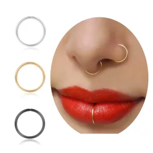 Simple 3Pcs Nose Ring Hoop Hypoallergenic,Thin Nose Piercing Jewelry,Tiny Hoop for Ear Cartilage Helix Tragus,Set of 3Pcs,Inner Size 8mm Hoop)
